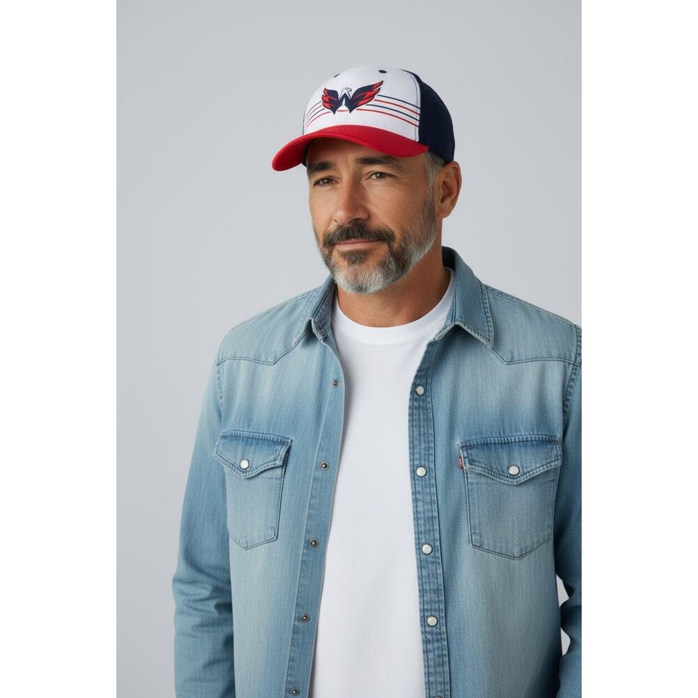 Washington Capitals Hat Red White Blue Adjustable Baseball Cap – Idegy NHL - Picture 3 of 7